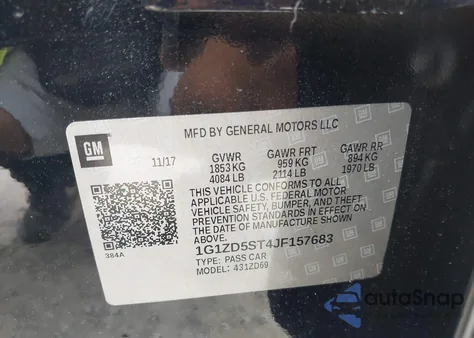 2018 Chevrolet Malibu Lt z USA, uszkodzony, nr VIN 1G1ZD5ST4JF157683